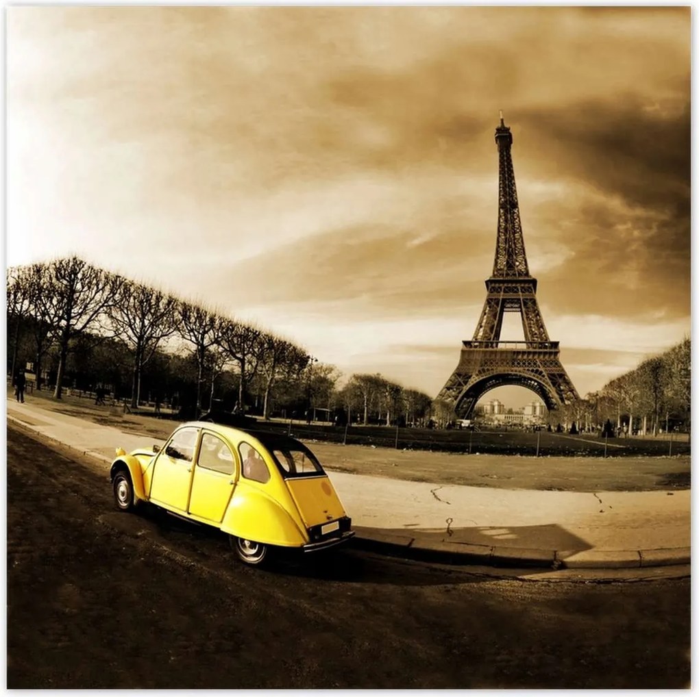 Poszterek 140x140 Sárga autó és torony