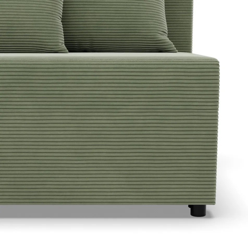 Nobu sarokkanapé, kordbársony, univerzális oldal, zöld