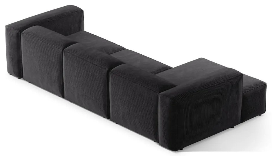 Sötétszürke kordbársony sarokkanapé (bal oldali-heverő résszel) Bergamo – Cosmopolitan Design