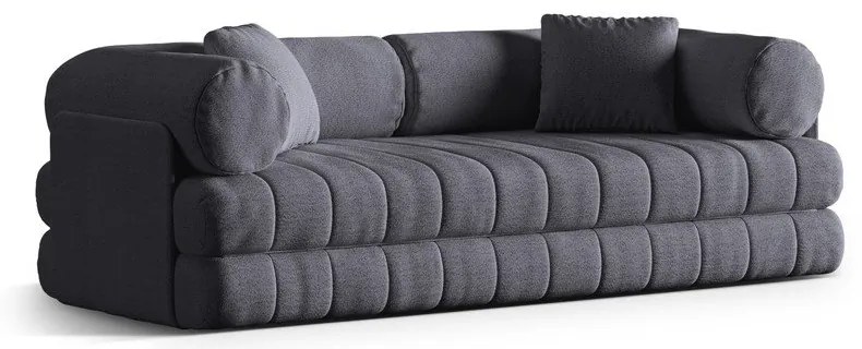 Sötétszürke buklé kinyitható kanapé 206 cm Kemi – Cosmopolitan Design