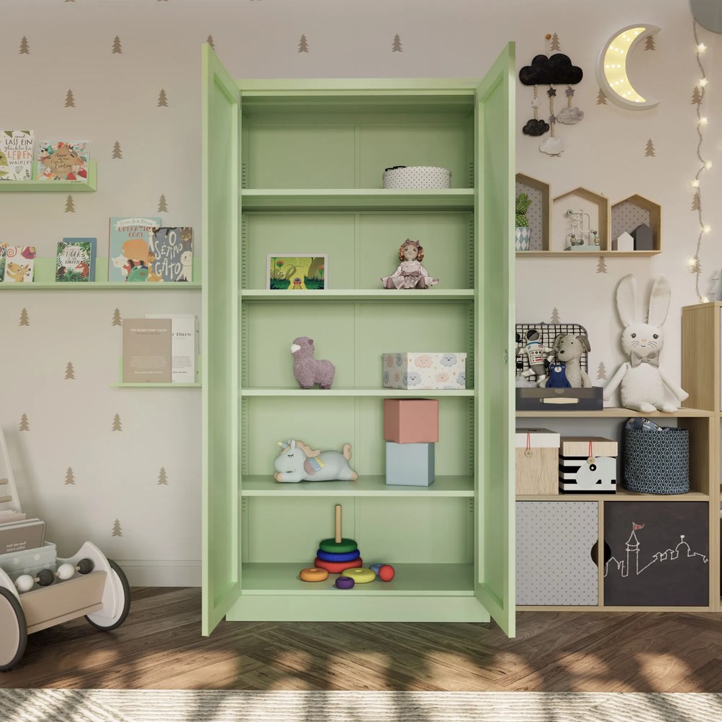 Irodai szekrény, 900 x 1850 x 400 mm, Fresh Style: pasztellzöld