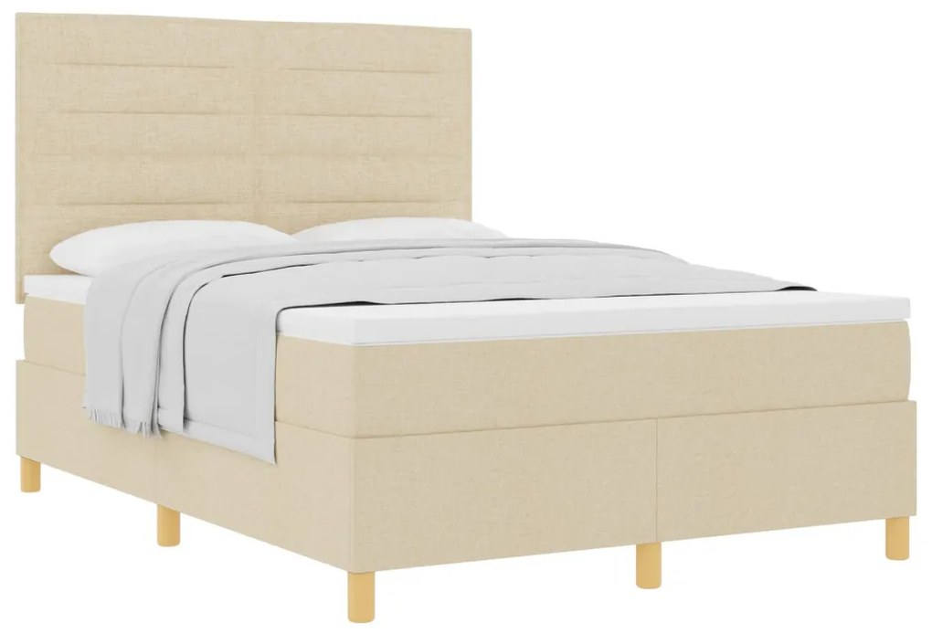 Box Spring Ágy Matraccal Krém 140x200 cm Szövet