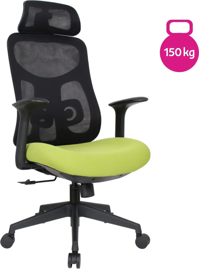 Irodai szék, zöld/fekete, teherbírás 150 kg, SULIVAN