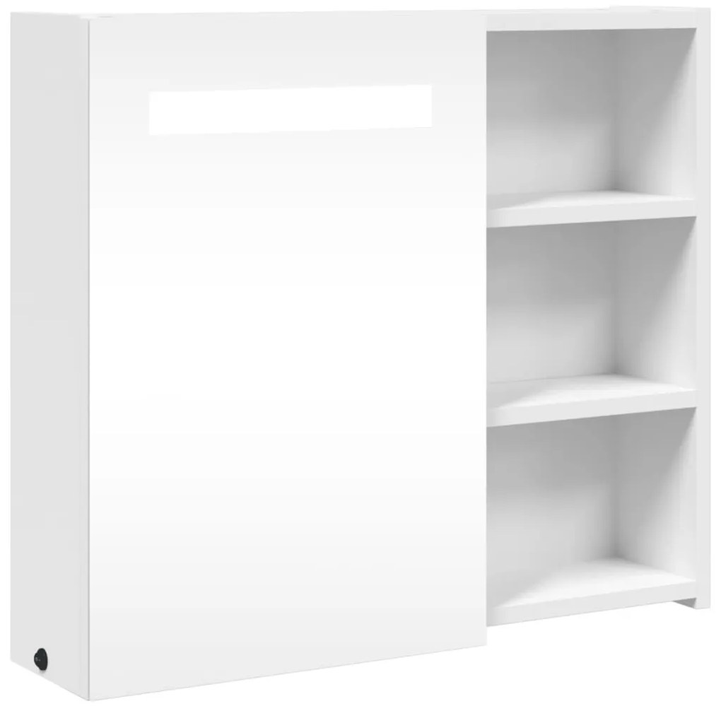 fehér tükrös fürdőszobaszekrény LED-del 60 x 13 x 52 cm