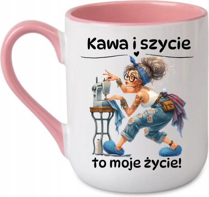 Bögre Kávé és varrás az életem Ajándék Varrónőnek Rózsaszín 330 coffee