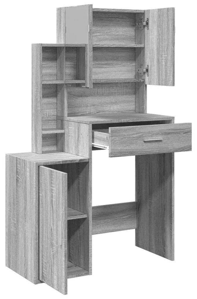 szürke sonoma színű fésülködőasztal szekrénnyel 80 x 35 x 132cm