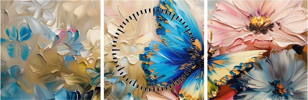 Kép - Virágok és pillangók festése (órával) (90x30 cm)