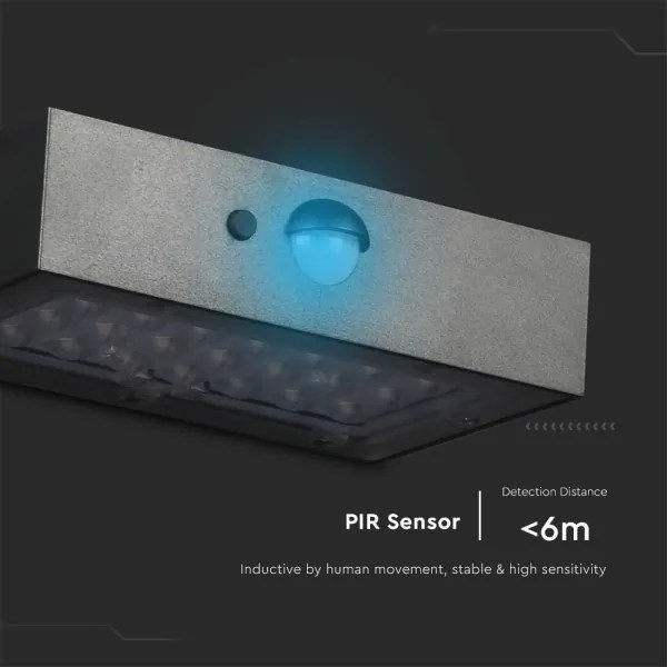 LED Napelemes érzékelős fali lámpa LED/3W/3,7V 3000K/4000K IP65 fekete