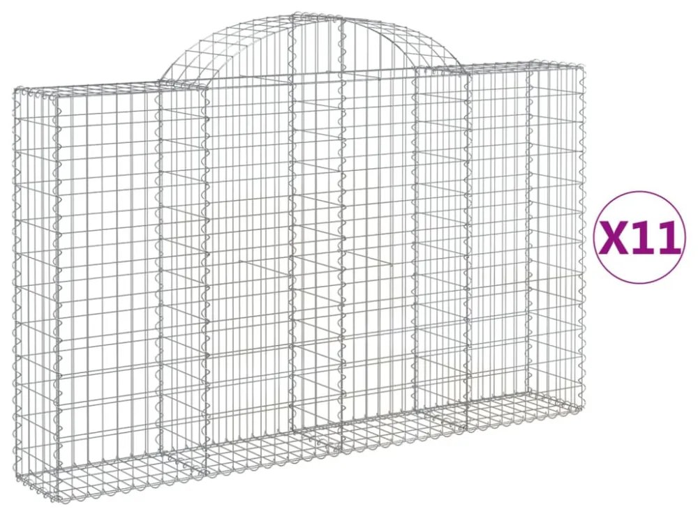 vidaXL 11 db íves horganyzott vas gabion kosár 200x30x120/140 cm