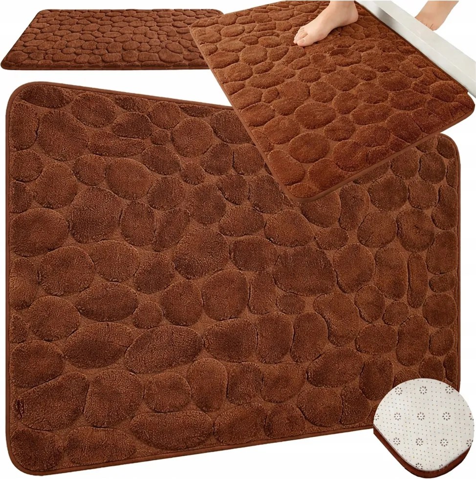 Memóriahabos fürdőszobaszőnyeg, csúszásgátló, 50x80 cm, sötétbarna