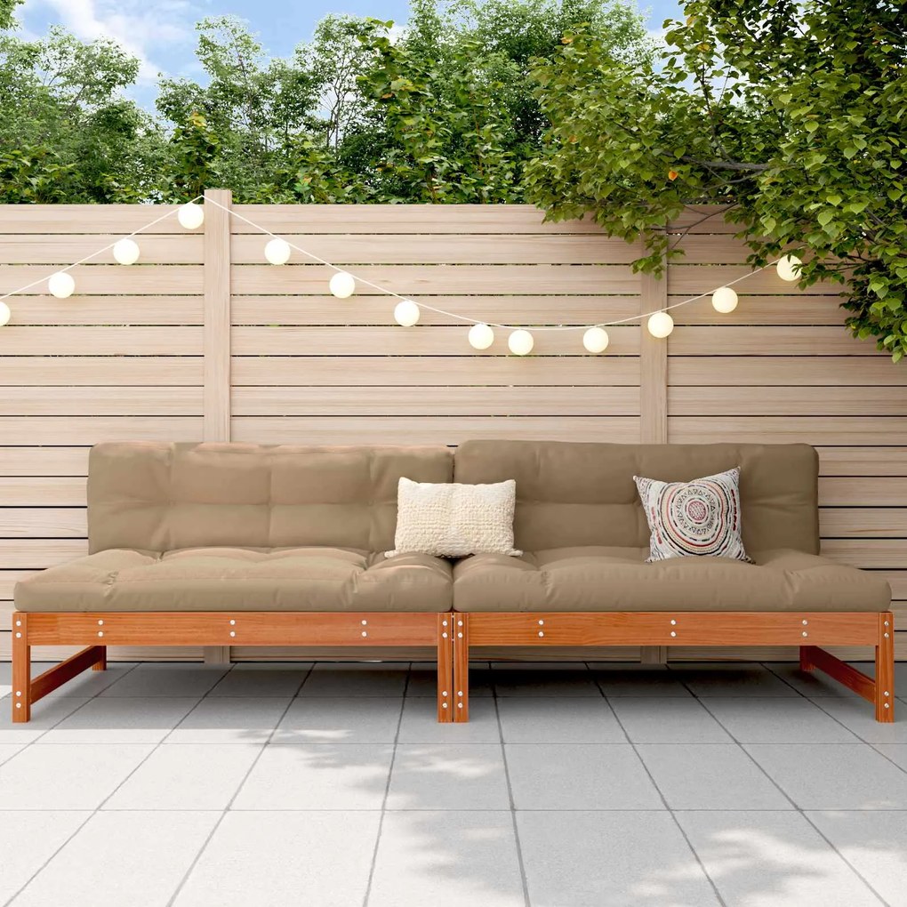 Kerti Középső Kanapé Tömör fenyő Viaszbarna 240 x 84 x 70 cm