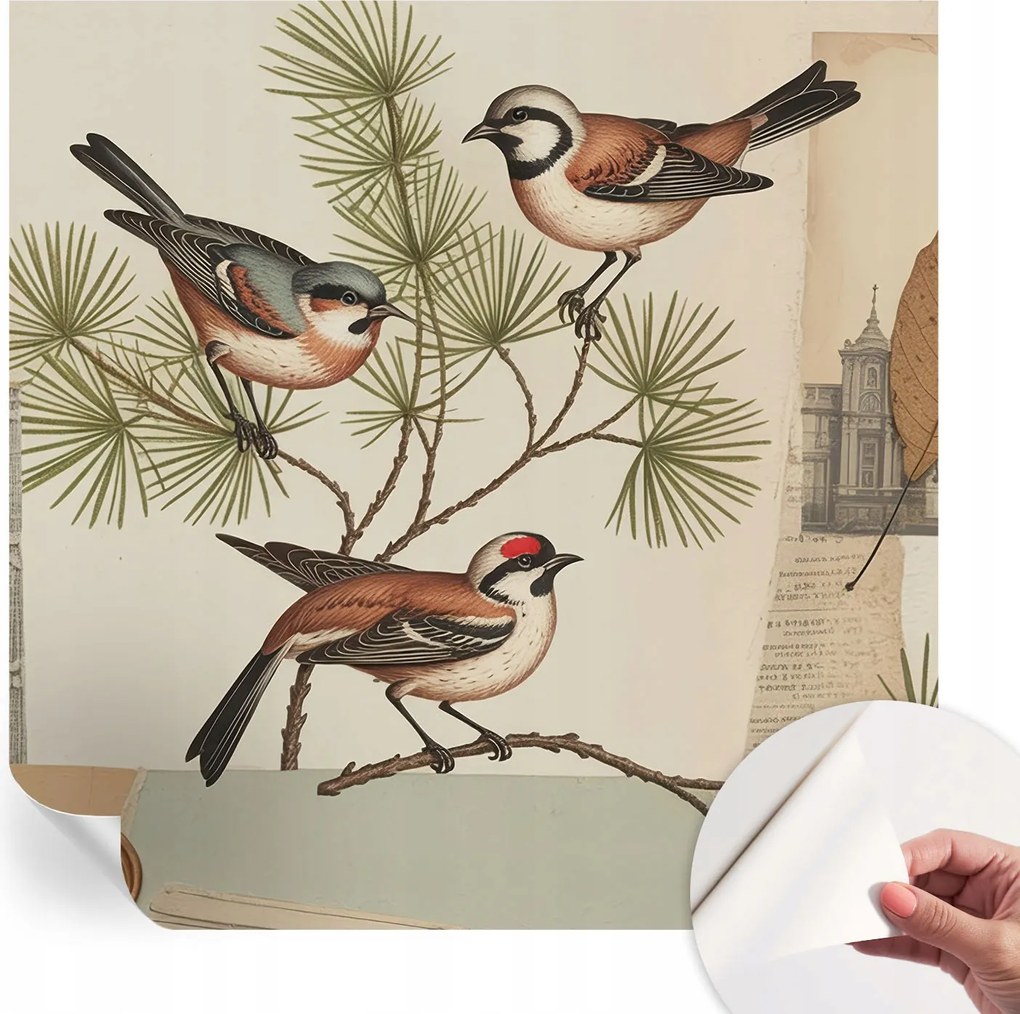 Dekoratív öntapadós fotótapéta Hálószobába Madarak collage 250x250 cm