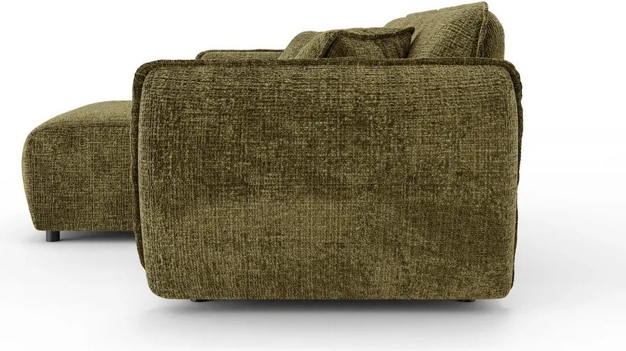 Zöld zsenília sarokkanapé (bal oldali-heverő résszel) Nelia – Ropez