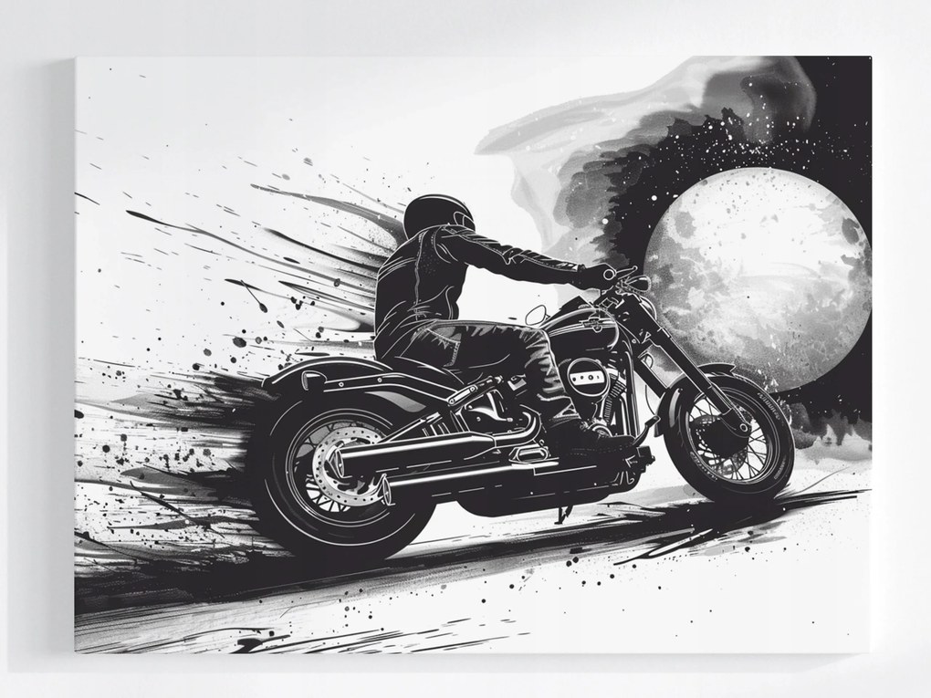 Poszter Grafika Rajz Motor Motorkerékpár Hold B&amp;w 100x75