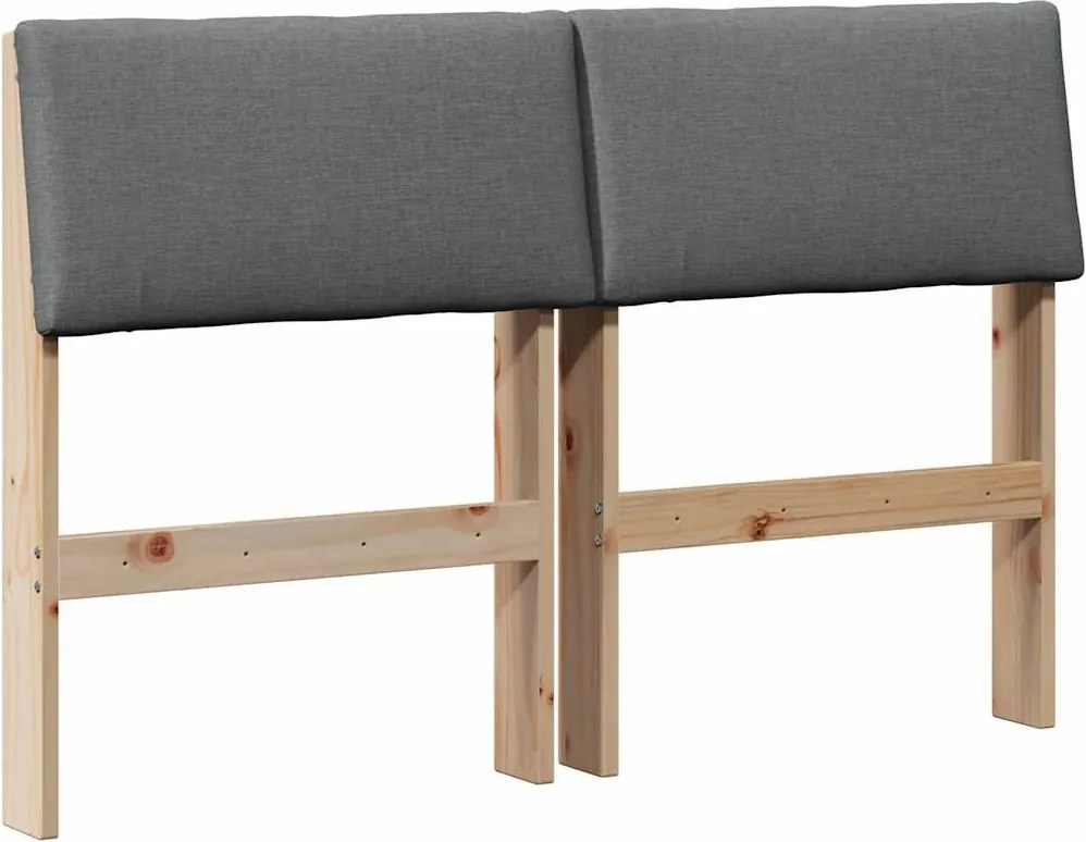 vidaXL Kárpitozott fejtámla Sötétszürke 120 cm Tömör fenyőfa