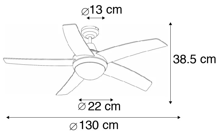 Ventilátor acél fekete famintával 132 cm távirányítóval - Cool