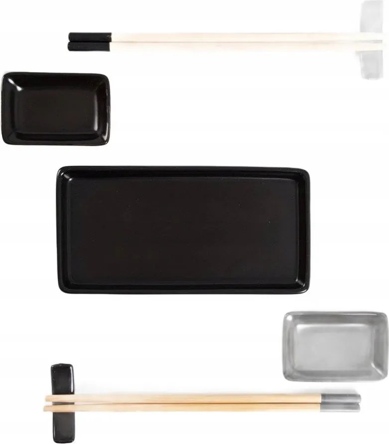 Sushi tálaló szett 9el. fekete tökéletes ajándék Homla