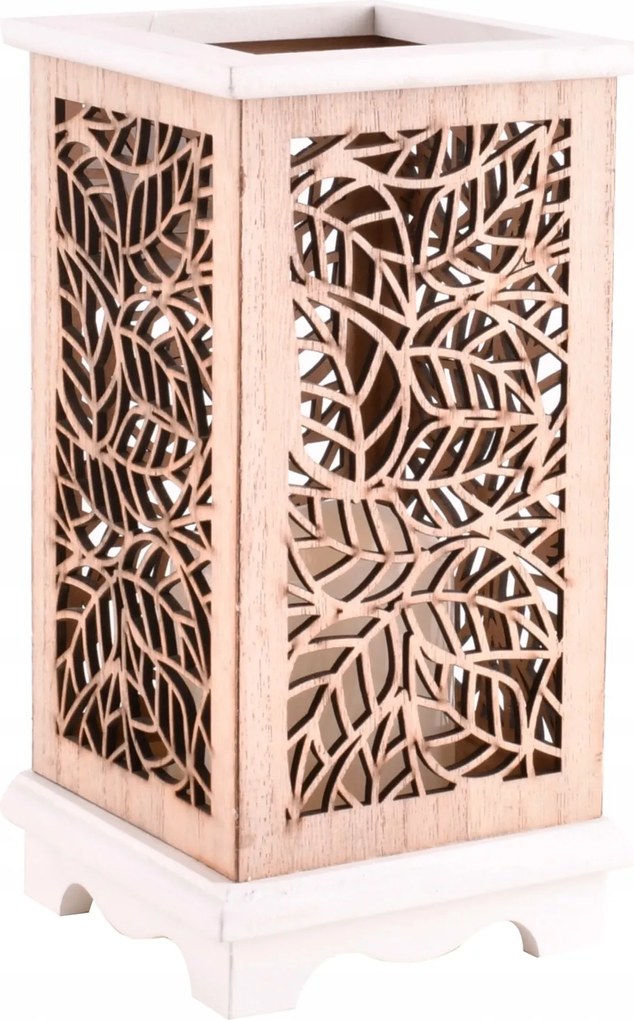 Fa LED-es dekorációs lampion fehér, bézs 12,5 x 24 cm nappali terasz