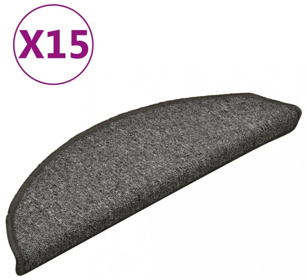 15 db sötétszürke lépcsőszőnyeg 56 x 17 x 3 cm