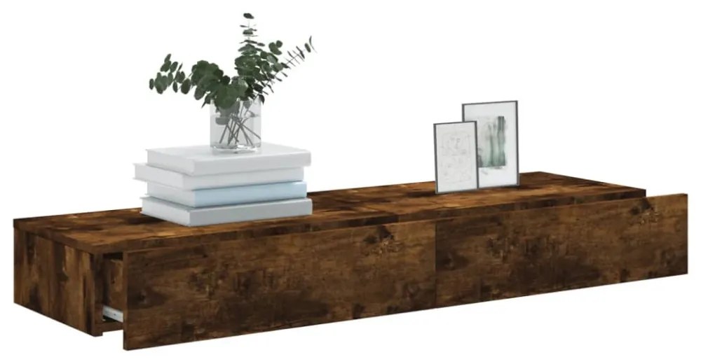 2 db füstös tölgy színű TV-szekrény LED fénnyel 60x35x15,5 cm