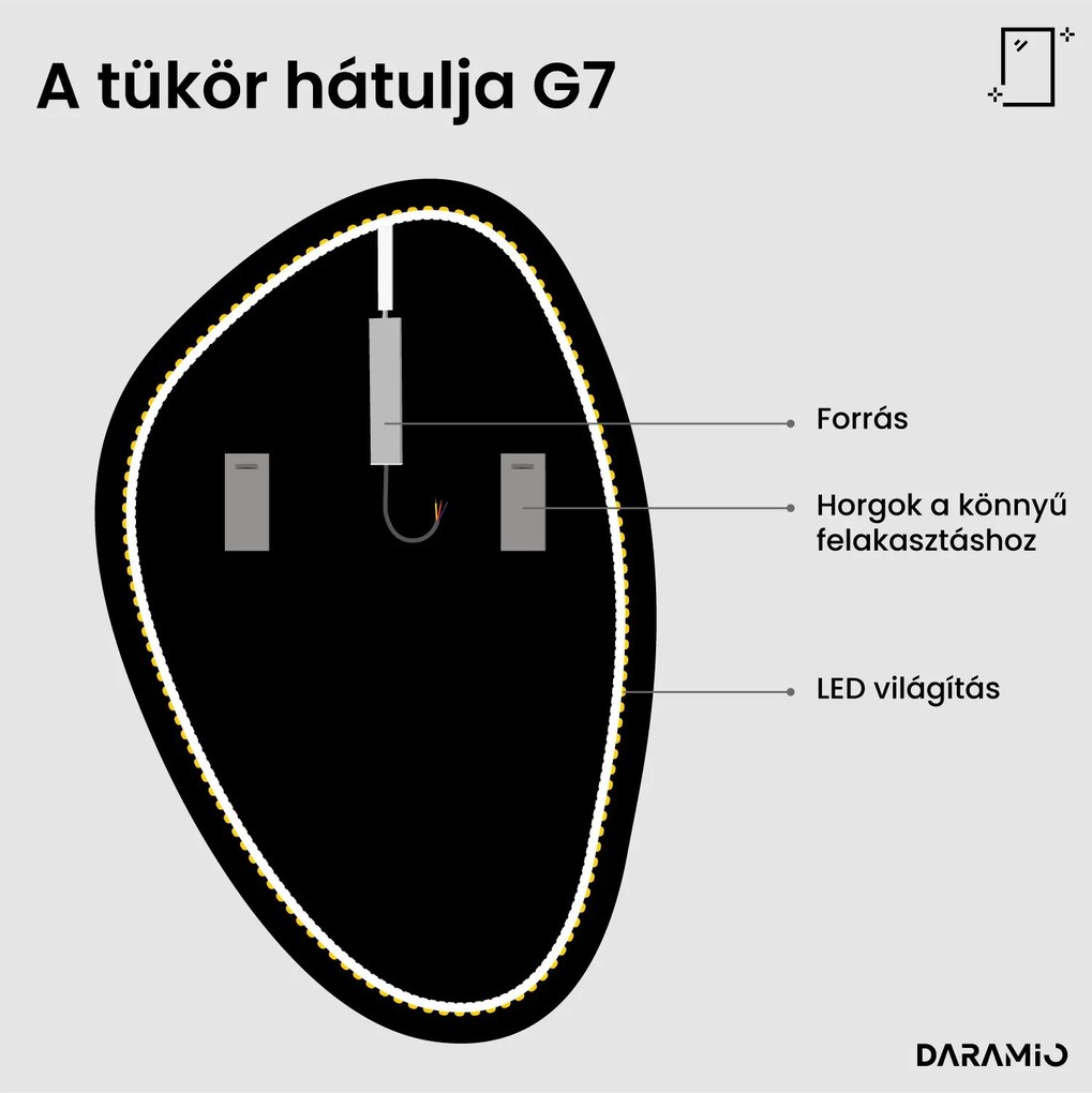 Aszimmetrikus tükör LED-világítással G7