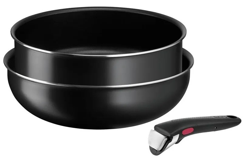 Tefal - Serpenyőkészlet 3 db INGENIO EASY COOK &amp; CLEAN BLACK