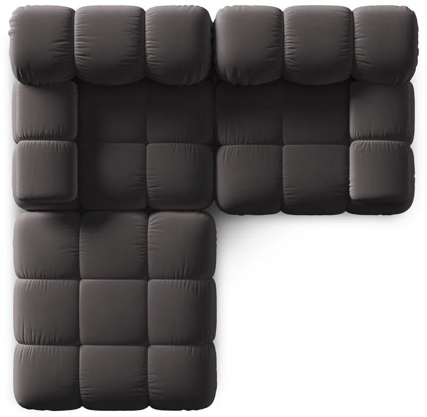 Sötétszürke bársony sarokkanapé Bellis – Micadoni Home