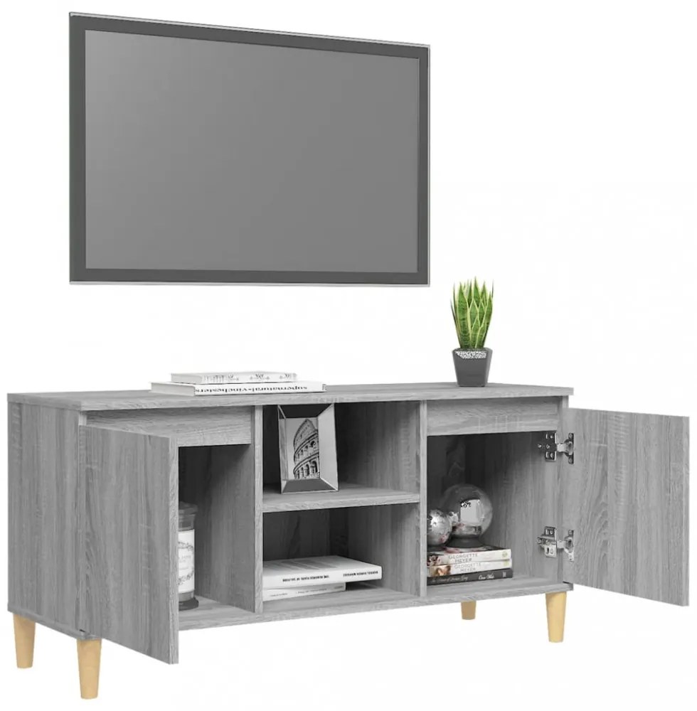 szürke sonoma színű TV-szekrény tömör falábakkal 103,5x35x50 cm