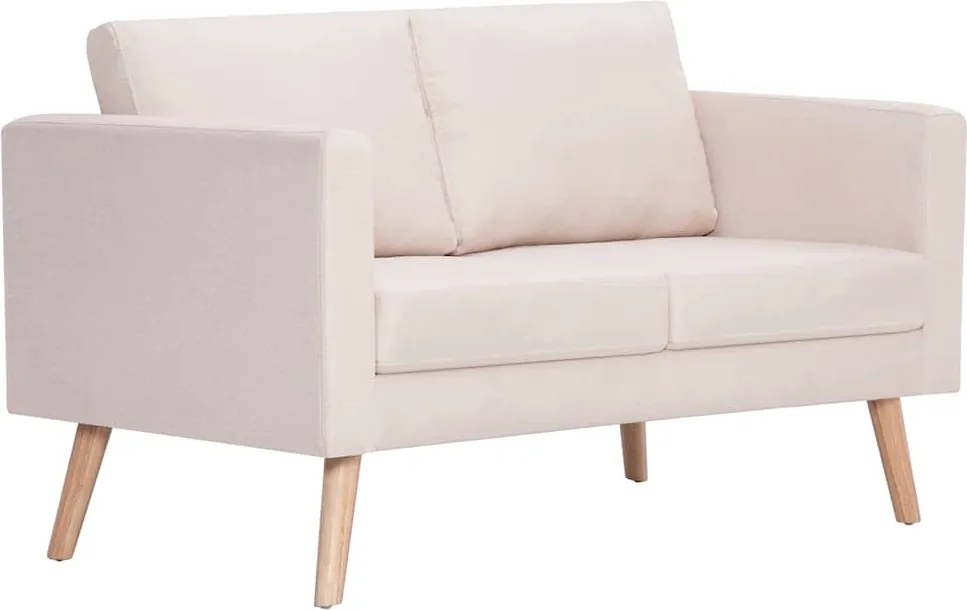 vidaXL 2-személyes krémszínű szövetkanapé