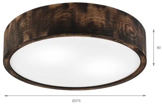 OAK SMOKY mennyezeti lámpa 2xE27/15W/230V, 37,5 cm, tölgy/sötétbarna