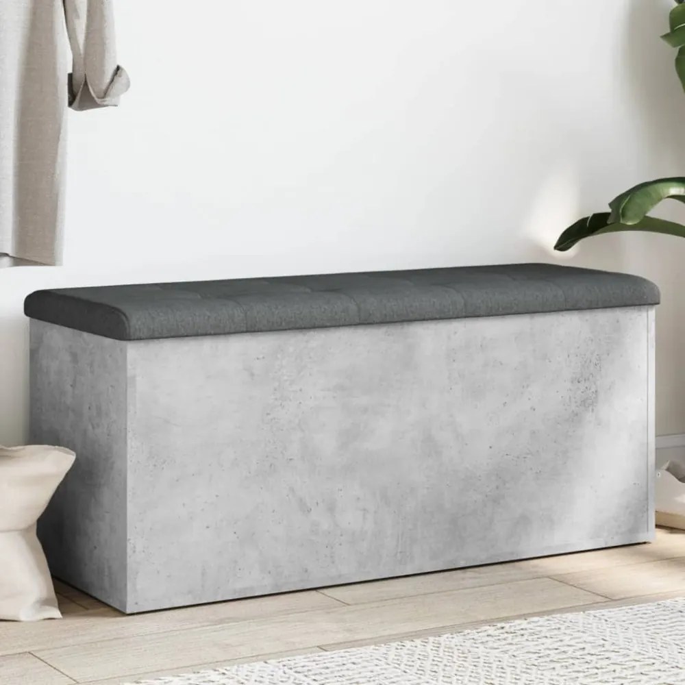 betonszürke szerelt fa tárolópad 102 x 42 x 45 cm