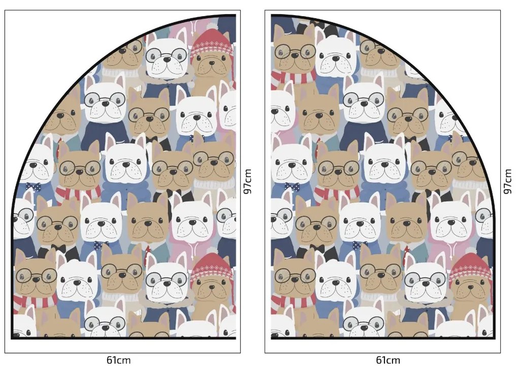 PIPPER. Védő textil falmatrica – Ív – Bulldogok Méret: 83x60cm, Indíték: névvel