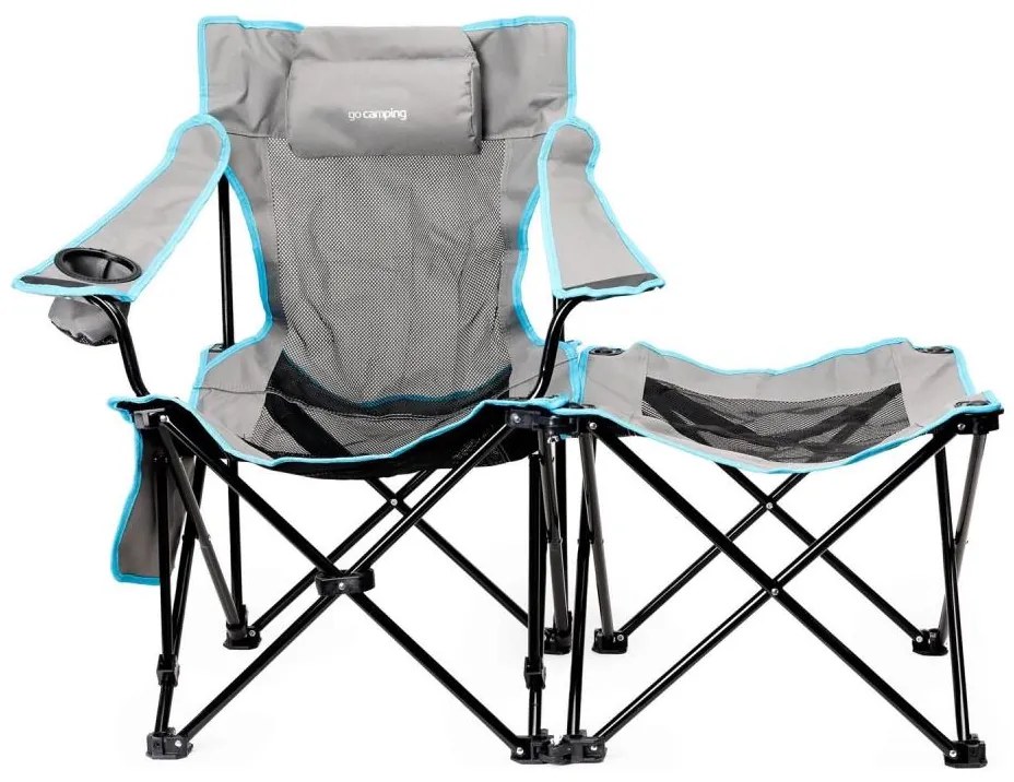 Összecsukható kempingasztal + szék szürke/kék