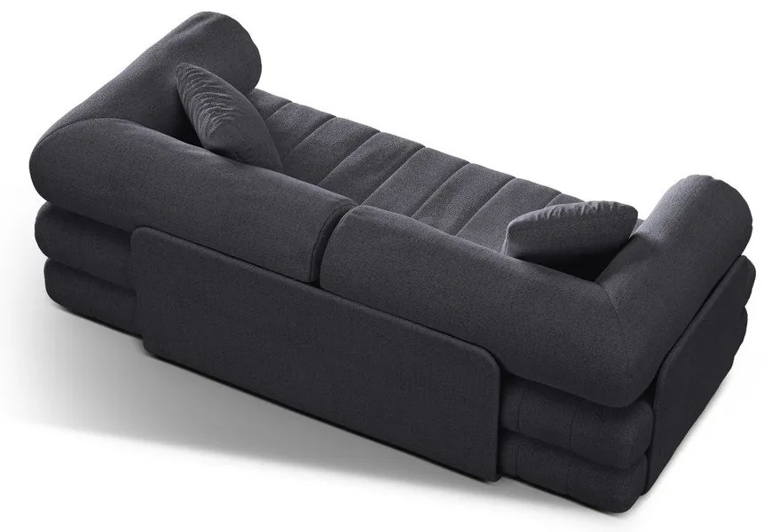 Sötétszürke buklé kinyitható kanapé 206 cm Kemi – Cosmopolitan Design