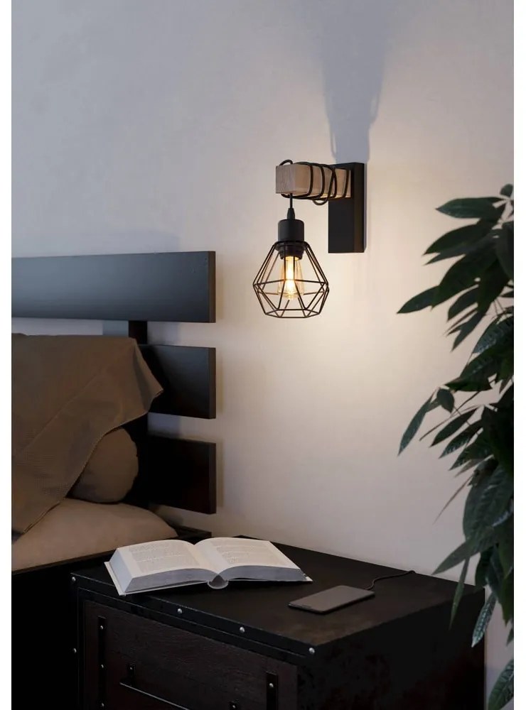 Fekete-natúr színű fali lámpa TOWNSHEND 5 – EGLO