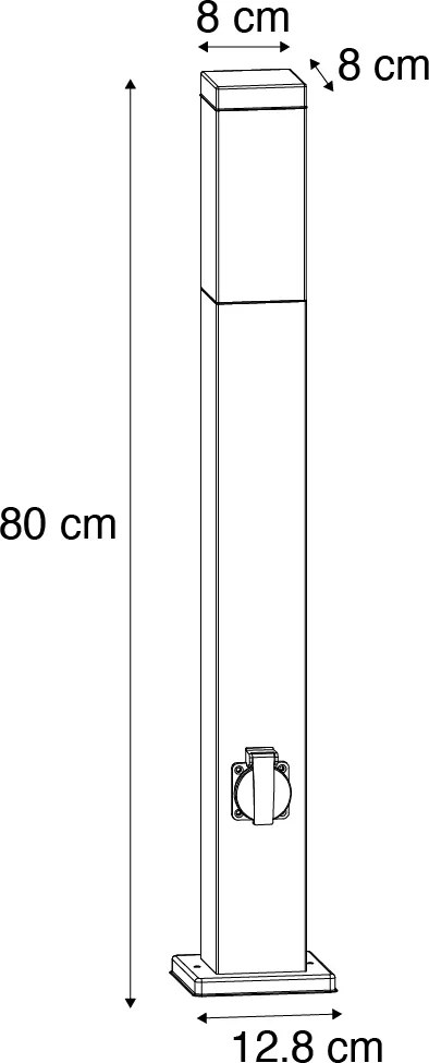 Kültéri lámpa rozsdabarna földnyárssal és kábelcsatlakozóval 80 cm foglalattal IP44 - Malios