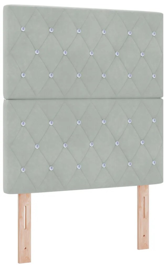 Boxpring Ágy Matrac Közép Szürke 80x200 cm Bársony