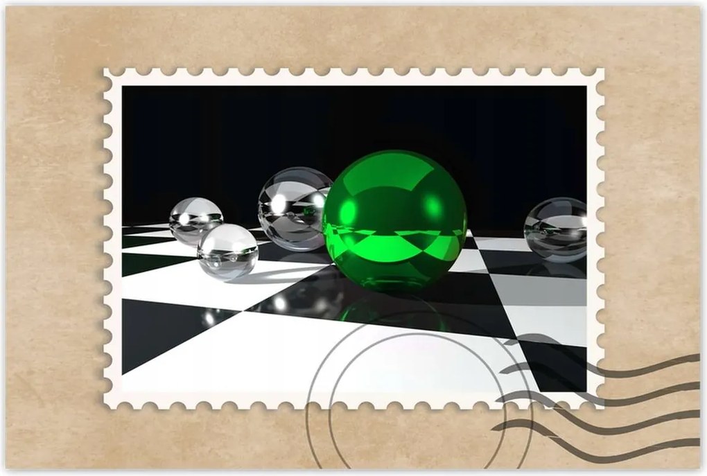 Poszterek 120x80 Zöld gömb Sakktábla