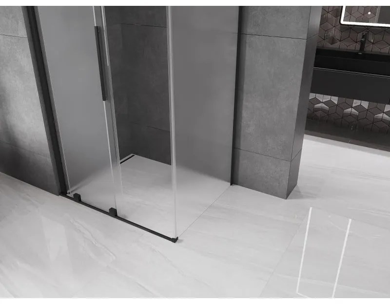 Mexen Velar, tolóajtós zuhanykabin 90 x 120 cm, 8 mm-es matt üveg, fekete matt, 871-090-120-31-70