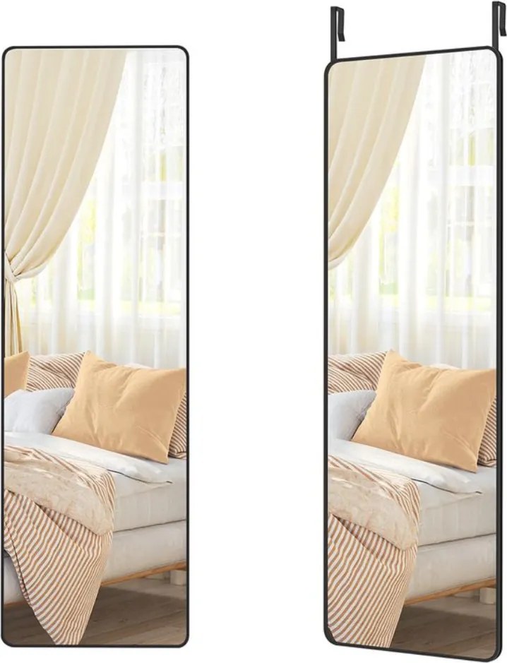 FERRA téglalap alakú tükör, 120x40cm, fekete SongmicsHome