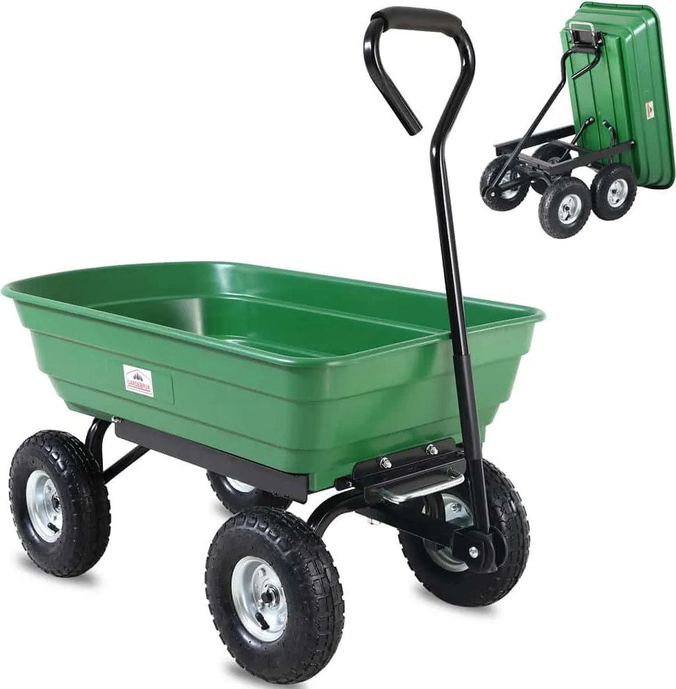 JEREMY billenős kerti talicska, 51x103,5x92,5cm, zöld Gardebruk