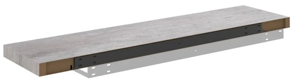 betonszürke MDF lebegő fali polc 90 x 23,5 x 3,8 cm