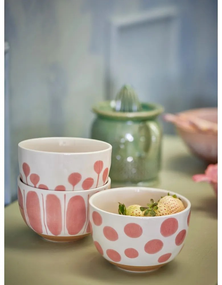 Lazacszínű-krémszínű kőedény tálka szett 3 db-os 500 ml Linora – Bloomingville