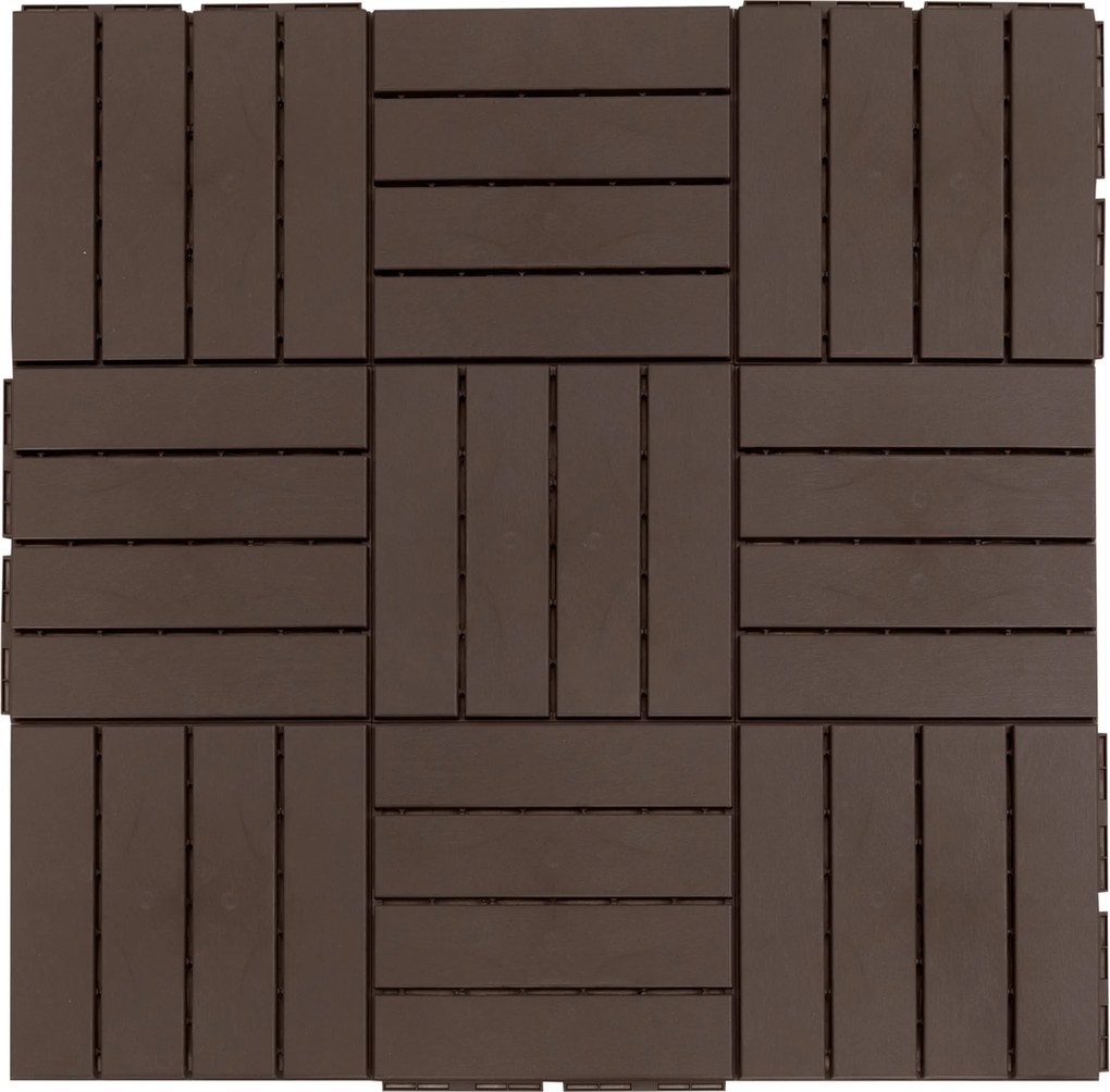 Outsunny 30 x 30 cm Kertépítő Csempék 9 darab 0,81 m² Összekapcsolható Csempék Erkély Csempék Klikkes Rendszerű Draináló Funkcióval Barna | Aosom