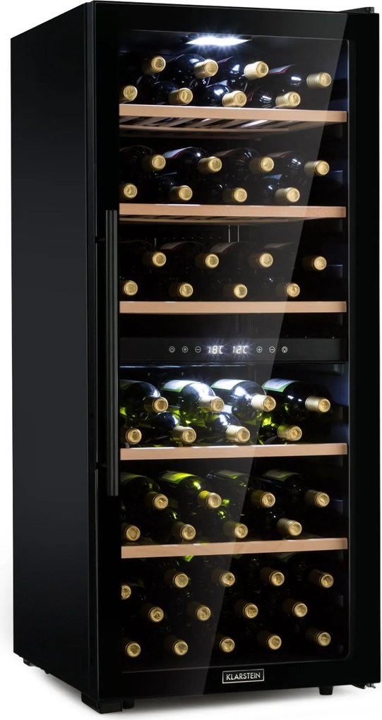 Klarstein Barossa 102D, borhűtő, 2 zóna, 102 palack, LED érintőképernyő, fekete
