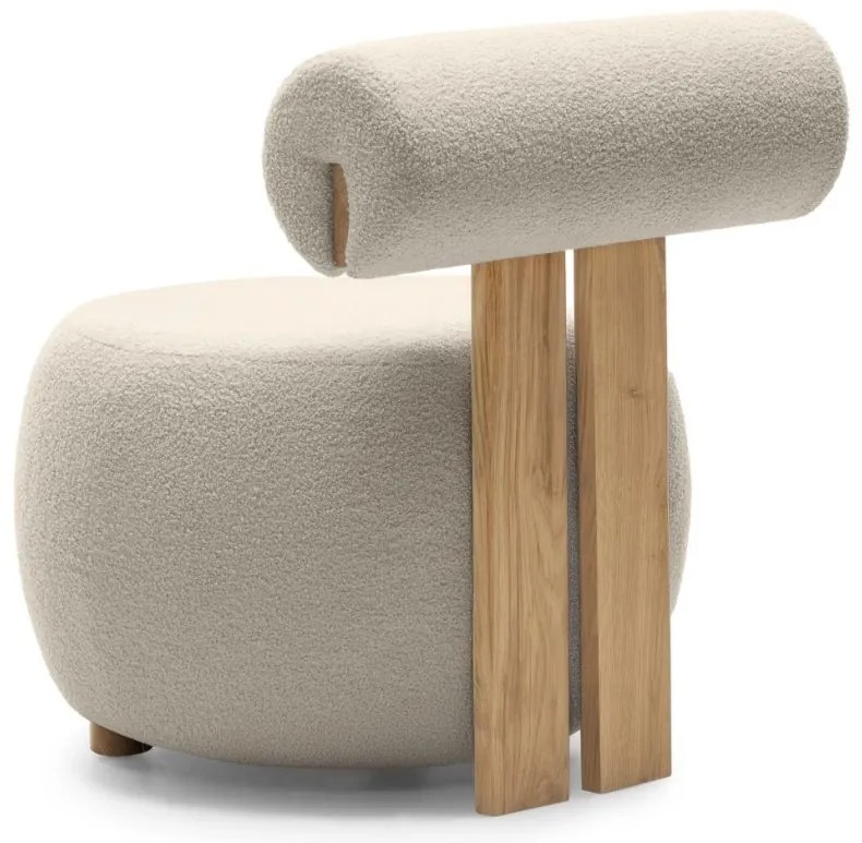 Bézs design fotel HANNA, tölgy