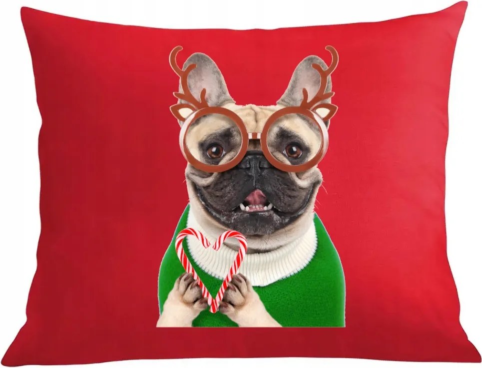 Karácsonyi Bulldog párna párnahuzat
