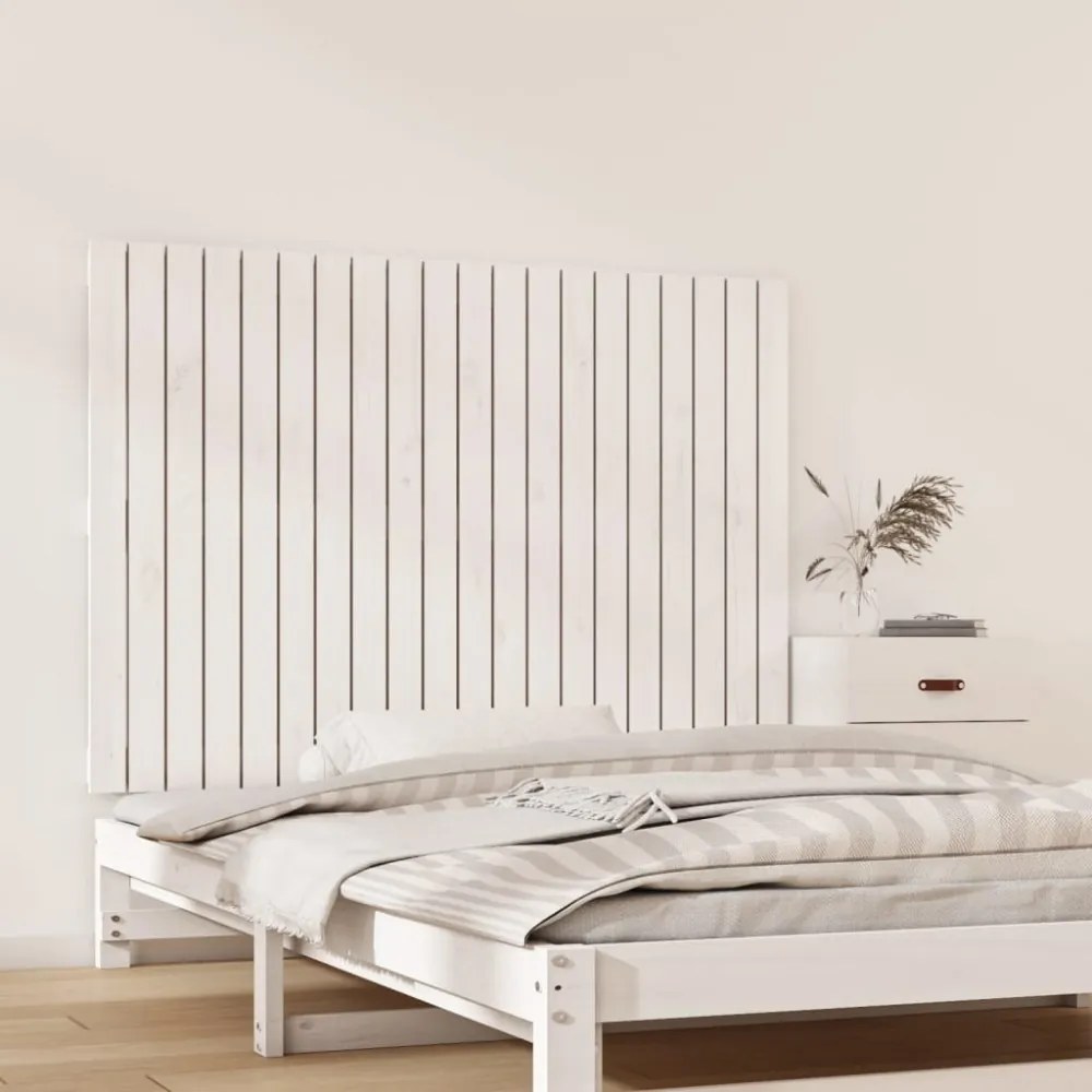 fehér tömör fenyőfa fali fejtámla 127,5 x 3 x 90 cm