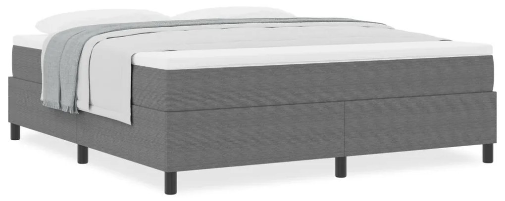 Boxspring Ágy Matraccal Világosszürke Super King Kordbársony