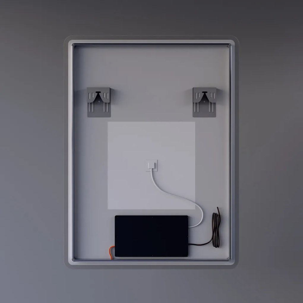 Álló fürdőszobai LED tükör 60x80cm | Páramentesítő - Óra - Fényerő és színhőmérséklet szabályozás | Welland Kath